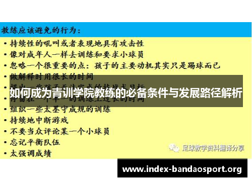 如何成为青训学院教练的必备条件与发展路径解析
