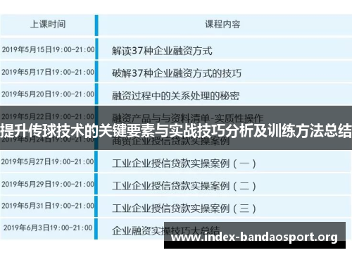 提升传球技术的关键要素与实战技巧分析及训练方法总结